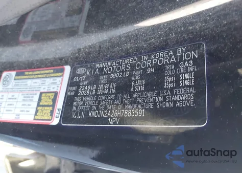 2017 Kia Soul z USA, uszkodzony, nr VIN KNDJN2A26H7883591